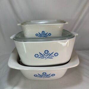 Corningware White and Blue Floral Dish Set